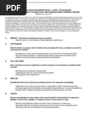 Case Formulation Tool