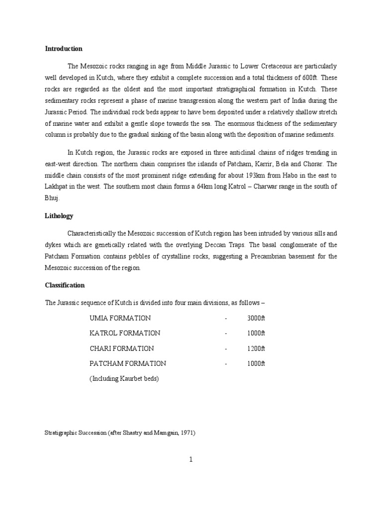 Mesozoic Stratigraphy of Kutch | PDF | Sedimentary Rock | Cretaceous