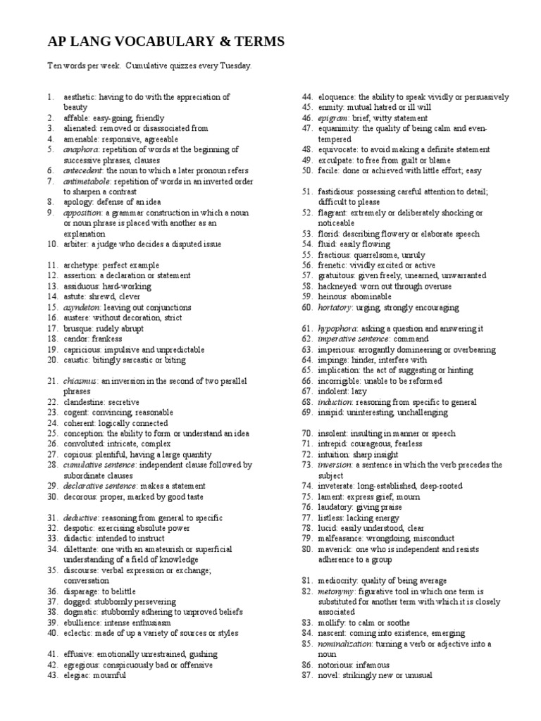 Ap Lang Vocabulary Semantics Cognitive Science
