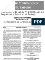 DS 005-2012-TR Reglamento Ley 29783 LSST