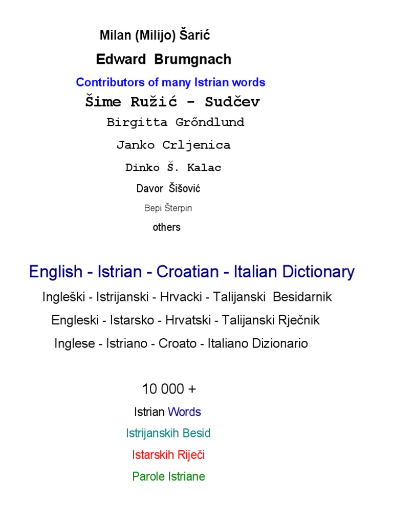 English-Istrian-Croatian-Italian Dictionary