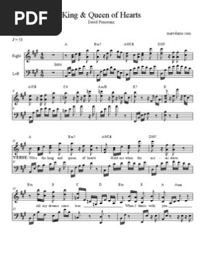 King Queen Of Hearts Sheetmusic Pdf