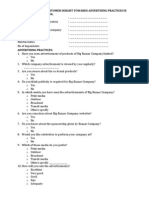 Advertising practices questionnaire