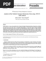Analysis of the Turkish Consumer Electronics Firm Using SWOTAHP