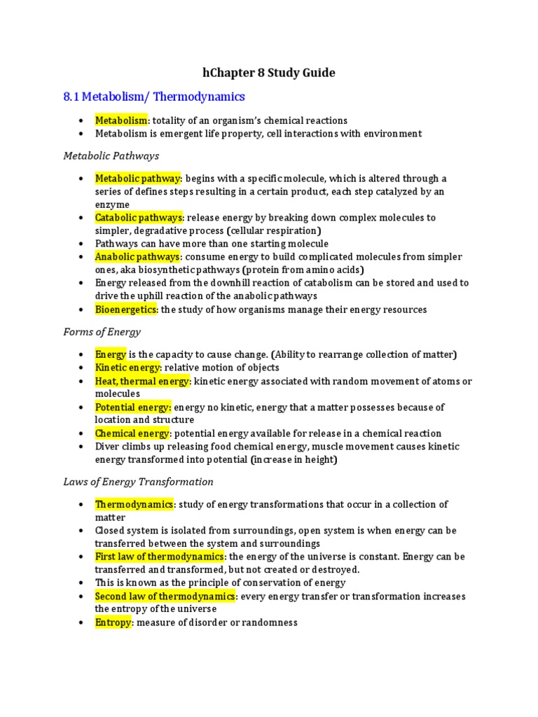 Chapter 8 Study Guide Ap Bio PDF Enzyme Enzyme Inhibitor