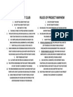 Rules of Fight Club Rules of Project Mayhem