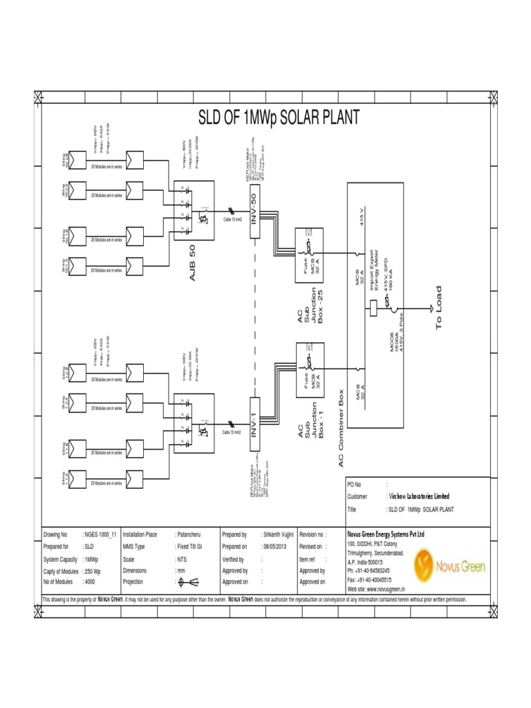 SLD for 1MWp Solar Power Plant | PDF | Technology & Engineering