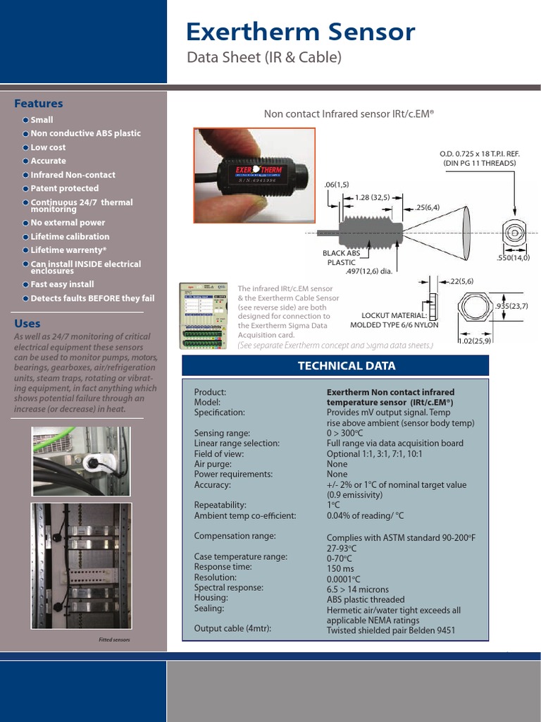 Exertherm IR Sensor Data Sheet | PDF | Infrared | Cable
