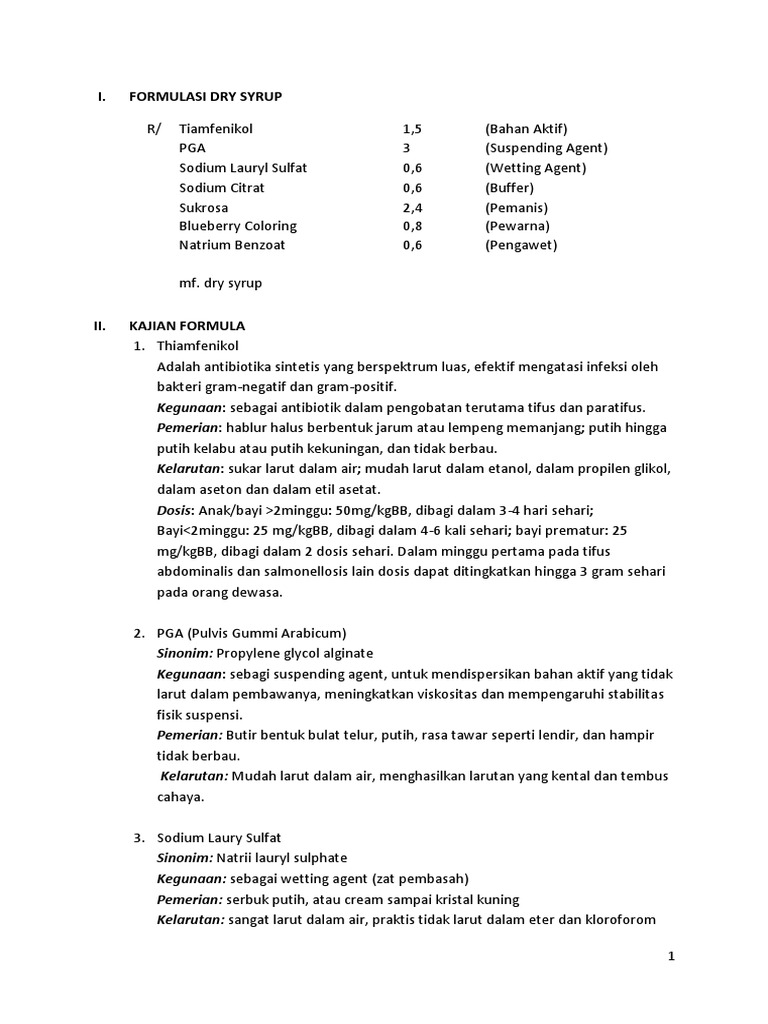 Formulasi Dry Syrup (New) | PDF | Kesehatan Holistik