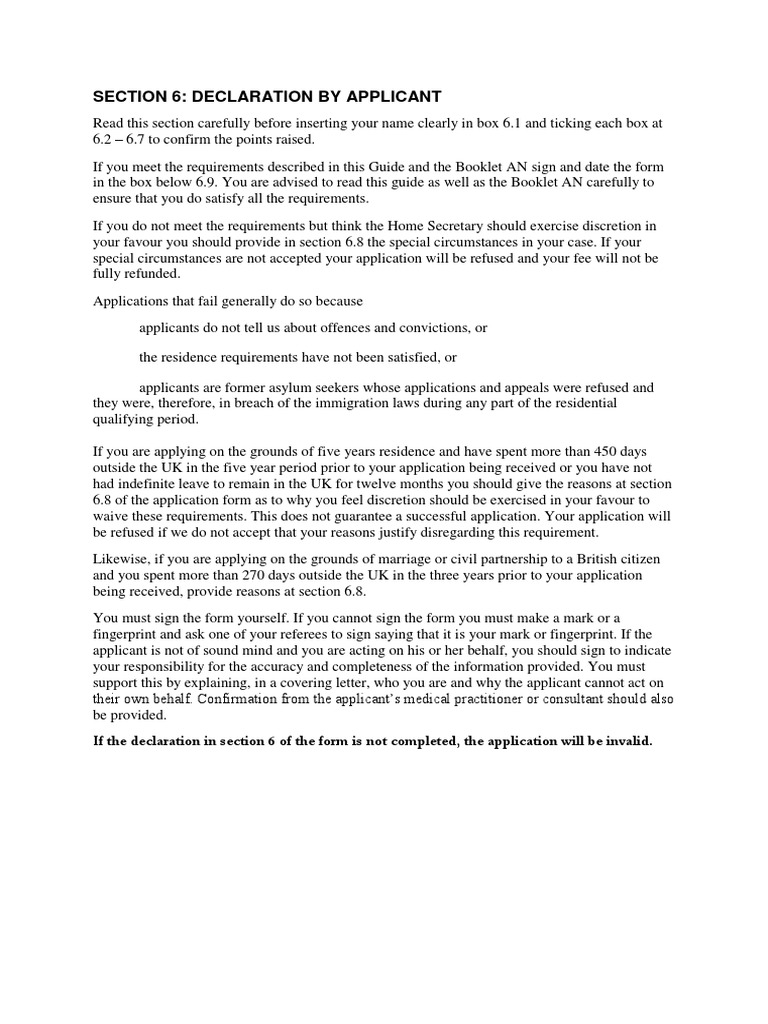 Applicant Declaration Guidelines | PDF | Government Information | Justice
