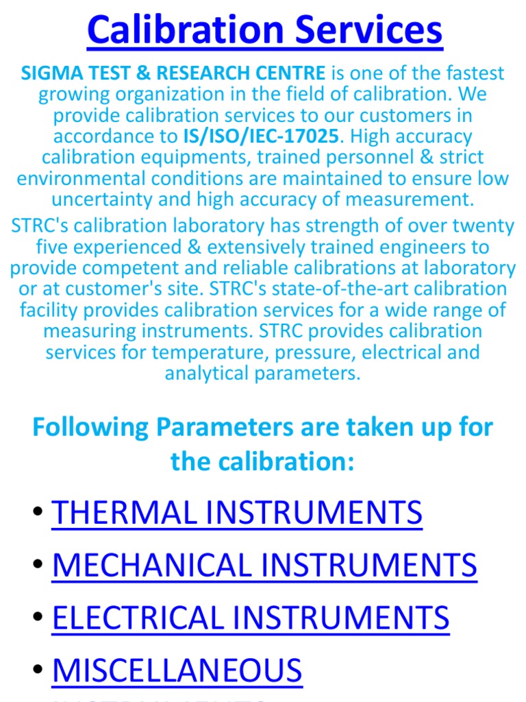 Sigma Calibration Services Overview | PDF | Business | Technology ...