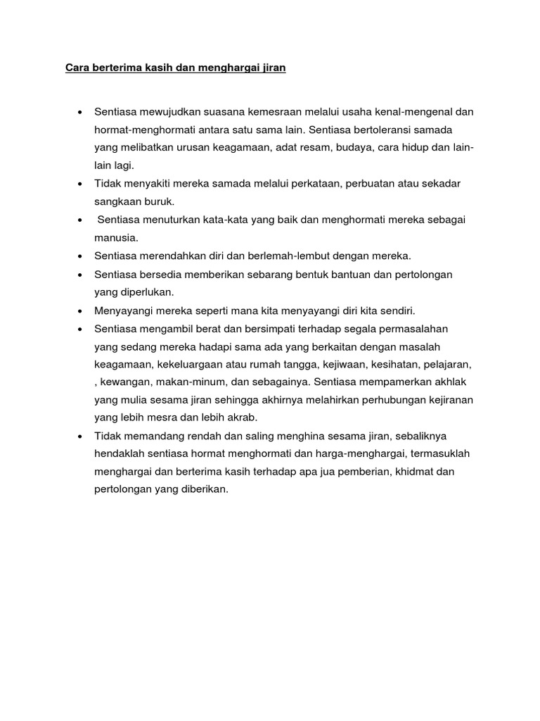 Cara Berterima Kasih Dan Menghargai Jiran Pdf