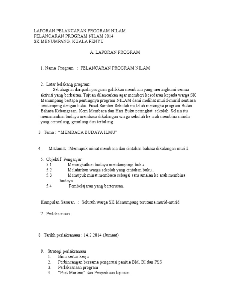 Laporan Pelancaran Program Nilam 2014