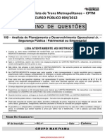 Analista de Planejamento e Desenvolvimento Operacional Jr. - Segurança Pública - Patrimonial ou Empresarial