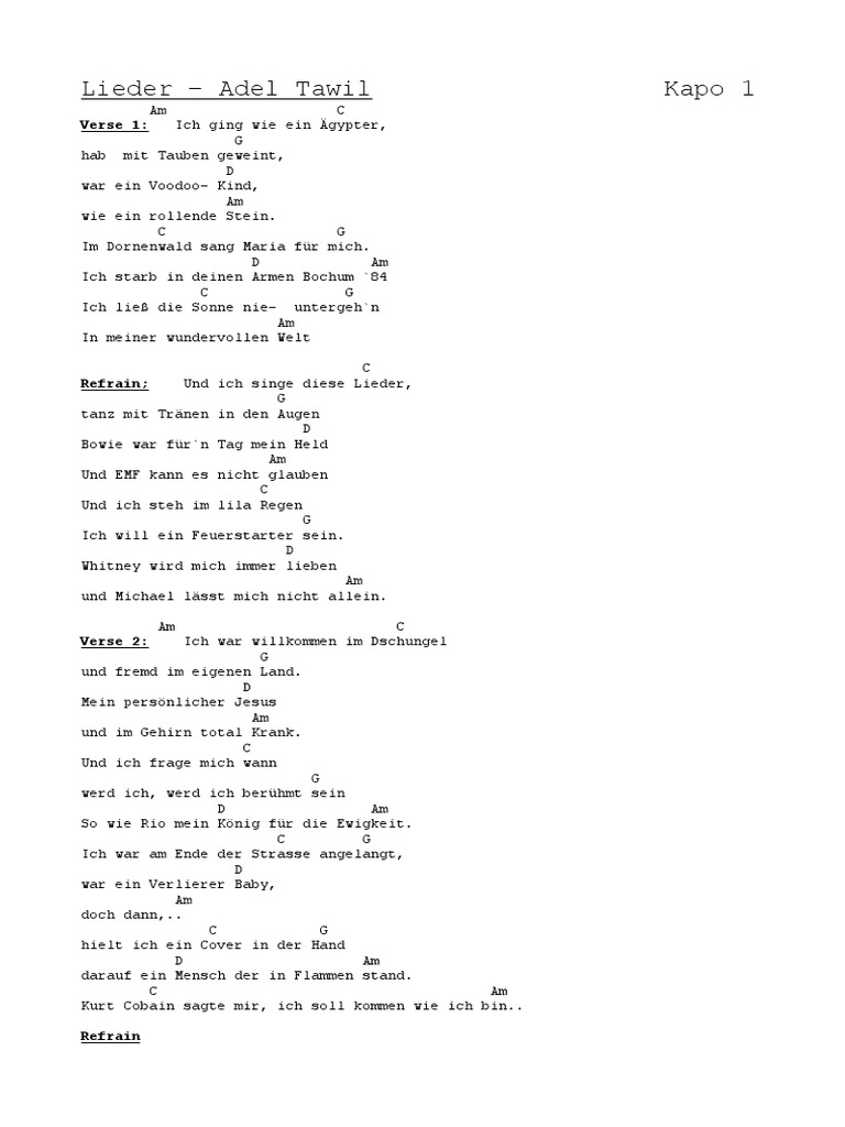 Lieder - Adel Tawil (Chords) | PDF