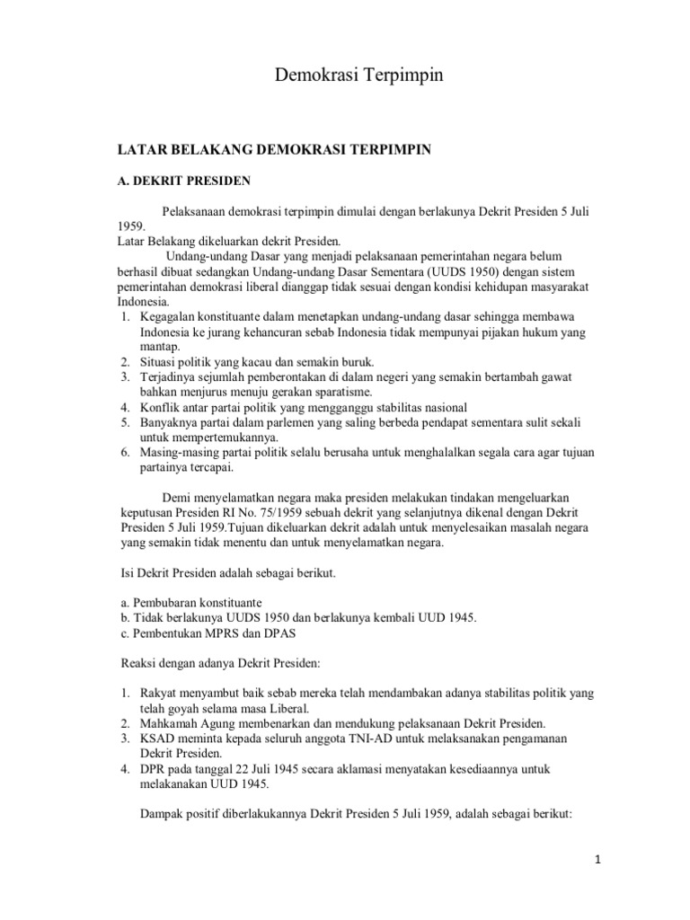 Makalah Demokrasi Terpimpin Pdf Contoh Makalah