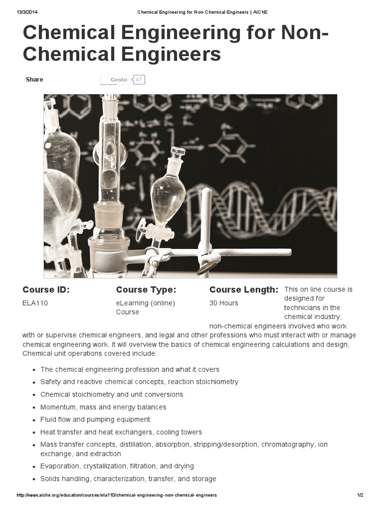Chemical Engineering Course for Non-Engineers | PDF | Chemical ...