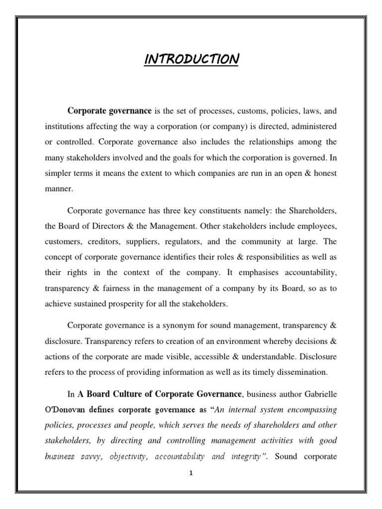 Corporate Governance And Corporate Social Responsibility Case Study