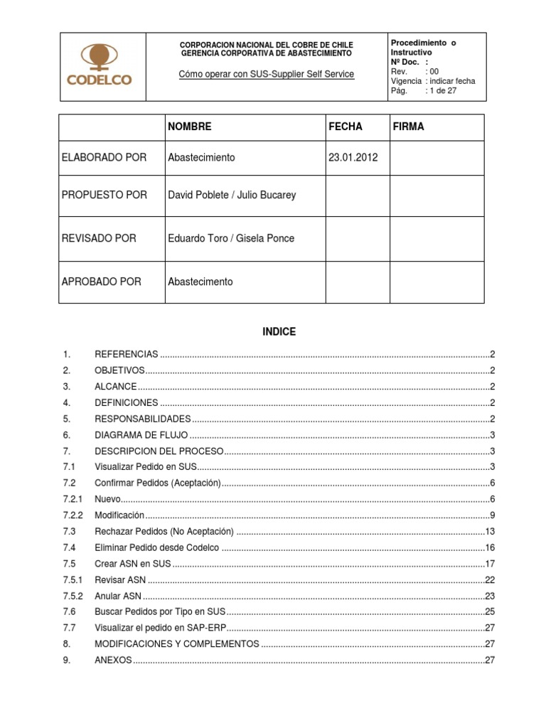 Procedimiento SUS Portal Compras CODELCO PDF | PDF | Corporaciones | Chile