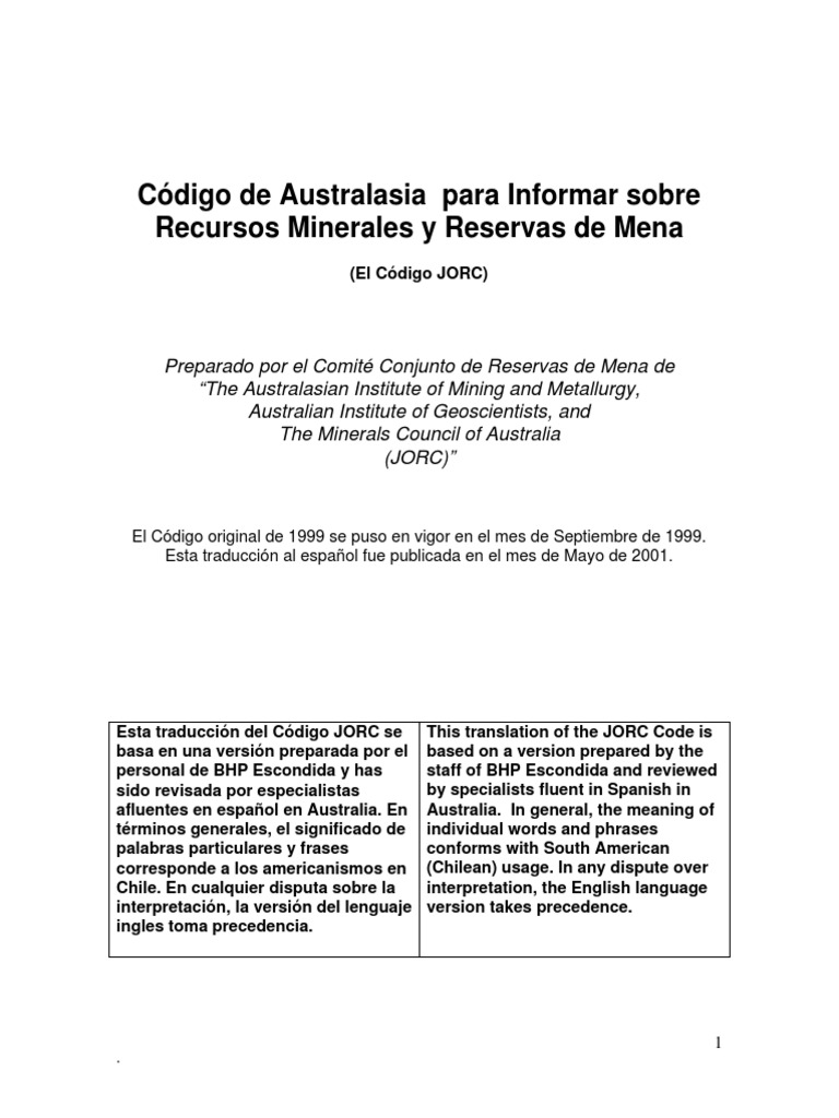 Código JORC: Normas de Información Mineral | PDF | Diamante | Minería