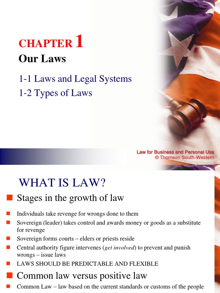 Laws and the Legal System and Types of Laws Equity (Law) Common Law