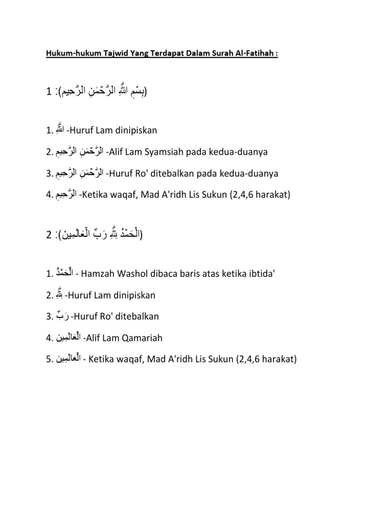 Tajwid Dalam Surat Al Fatihah englshsimi
