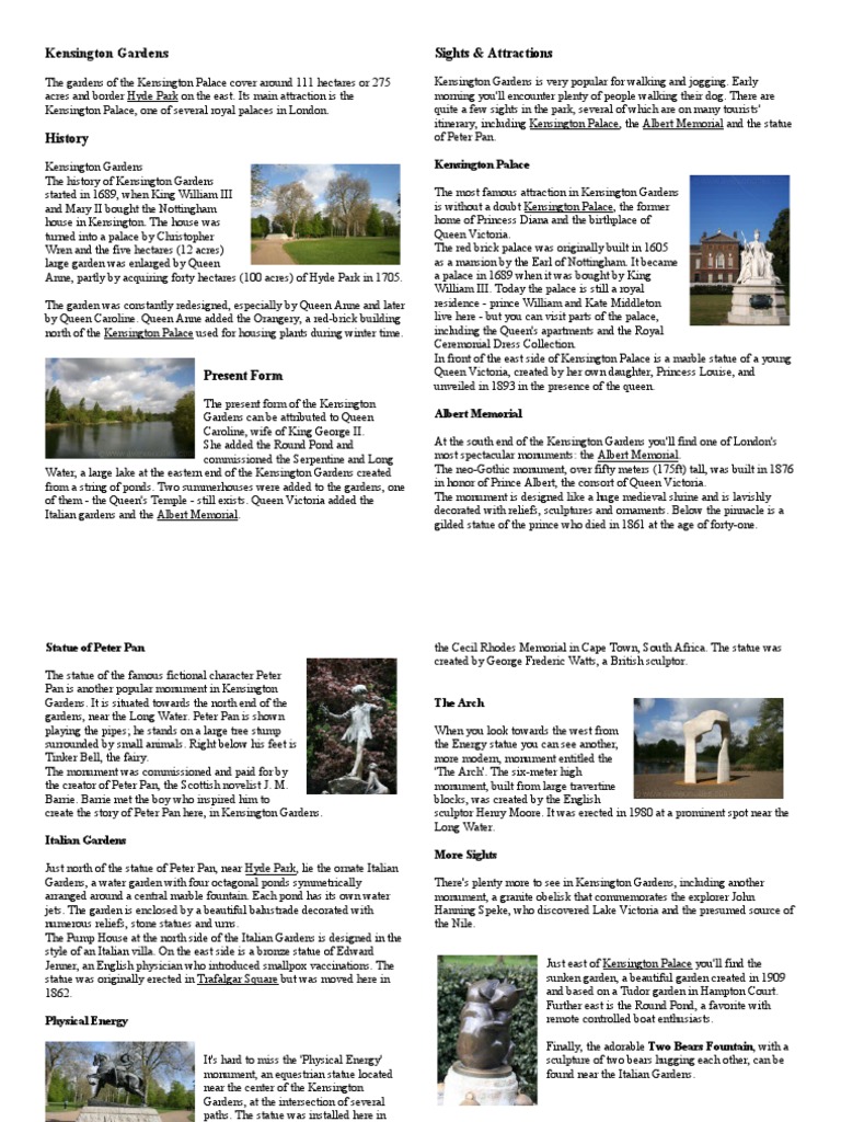 Kensington Gardens Sights & Attractions PDF Palace Tourist