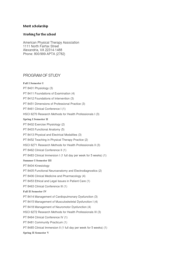 Physical Therapy Graduate School PDF Physical Therapy Academia