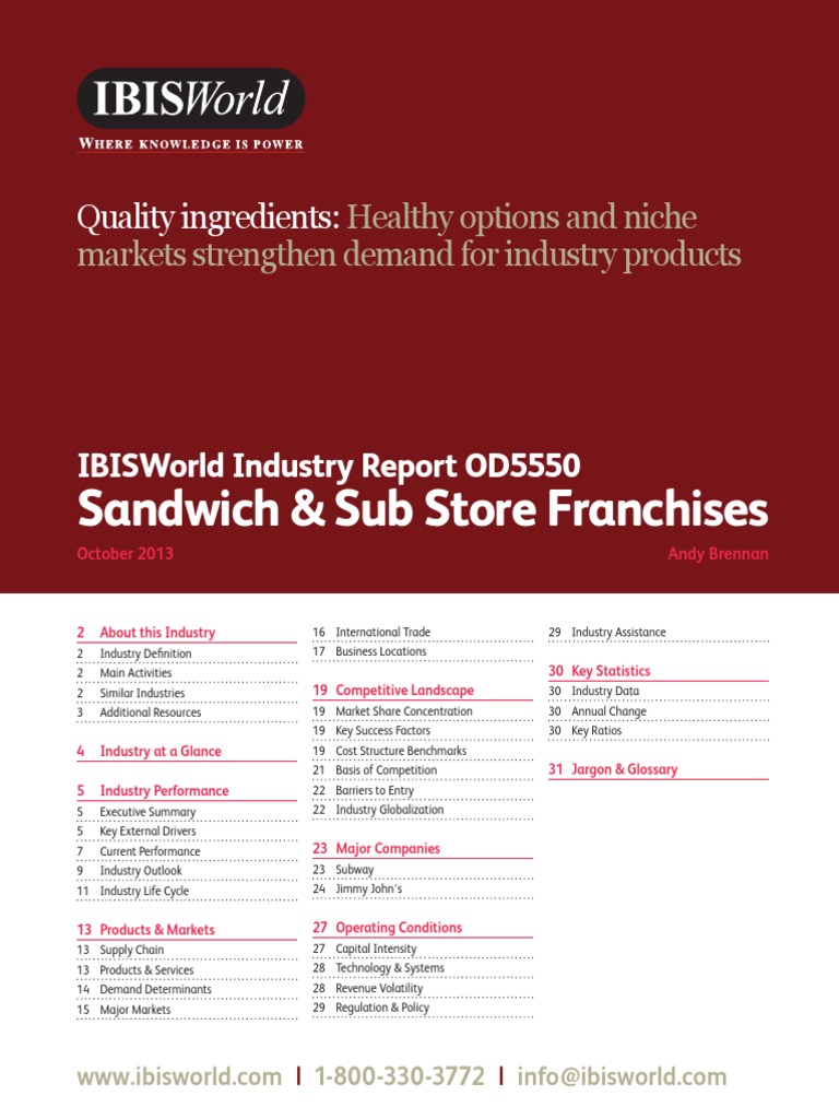 IBIS WORLD INDUSTRY REPORT Sandwich & Sub Store Franchises PDF
