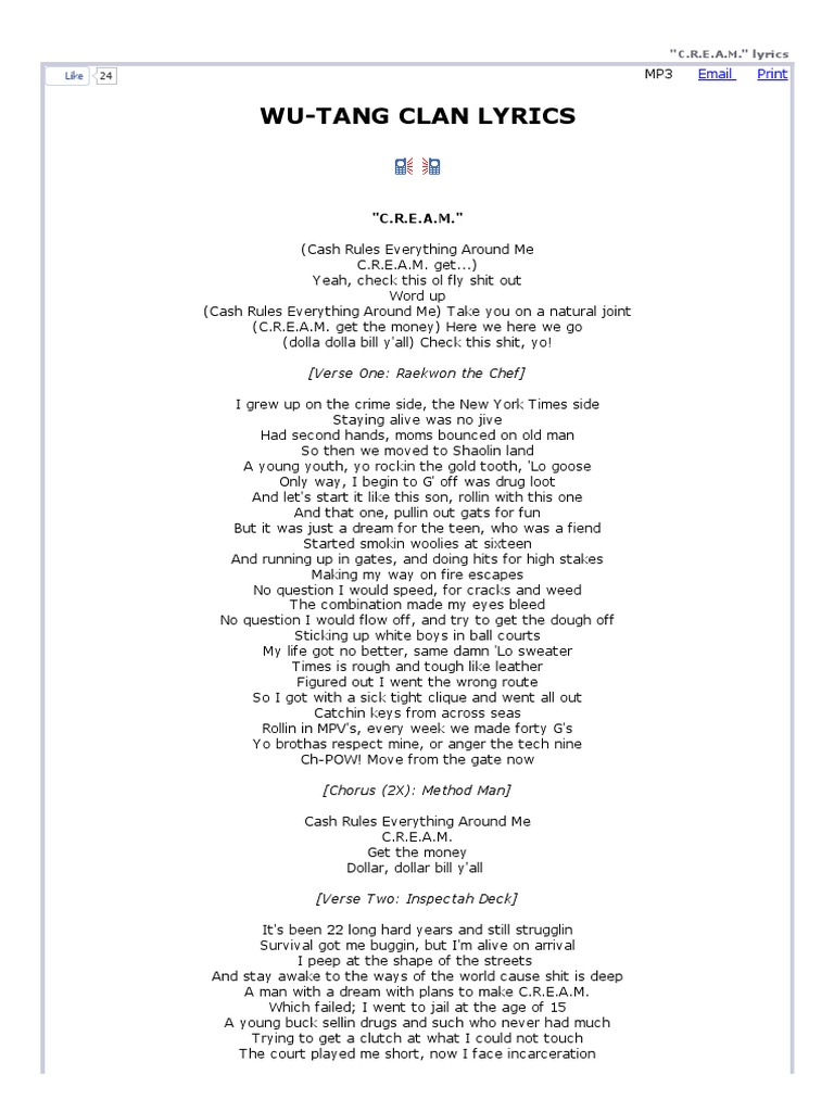 Wu Tang Clan Lyrics Verse One Raekwon The Chef