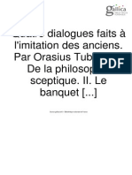 La Mothe Le Vayer, F. de - Quatre Dialogues Faits À L'imitation Des Anciens (Tome I)