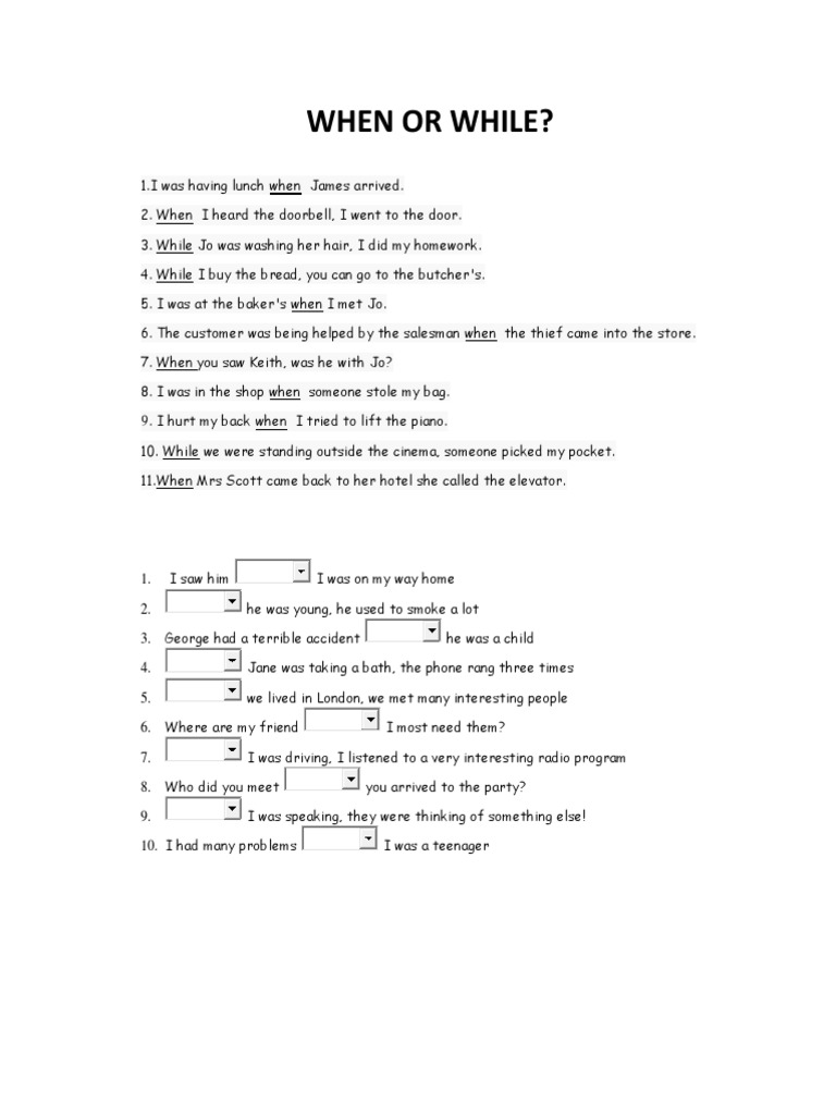 English Grammar: When vs. While | PDF