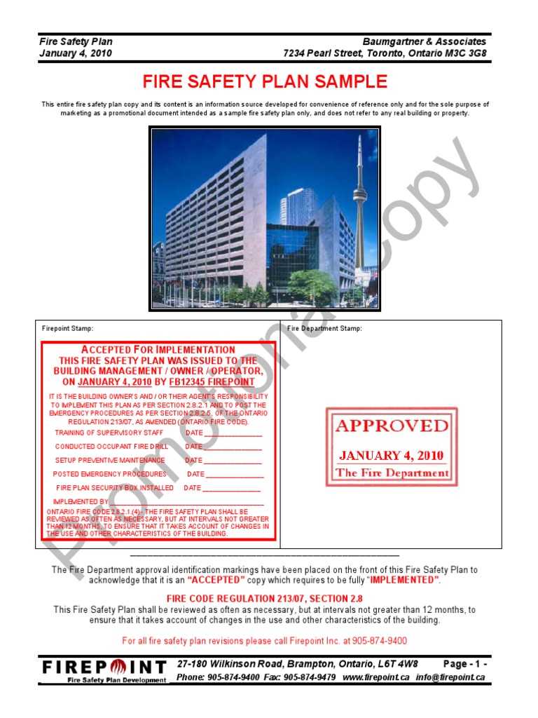 Sample Fire Safety Plan PDF Fire Safety Prevention