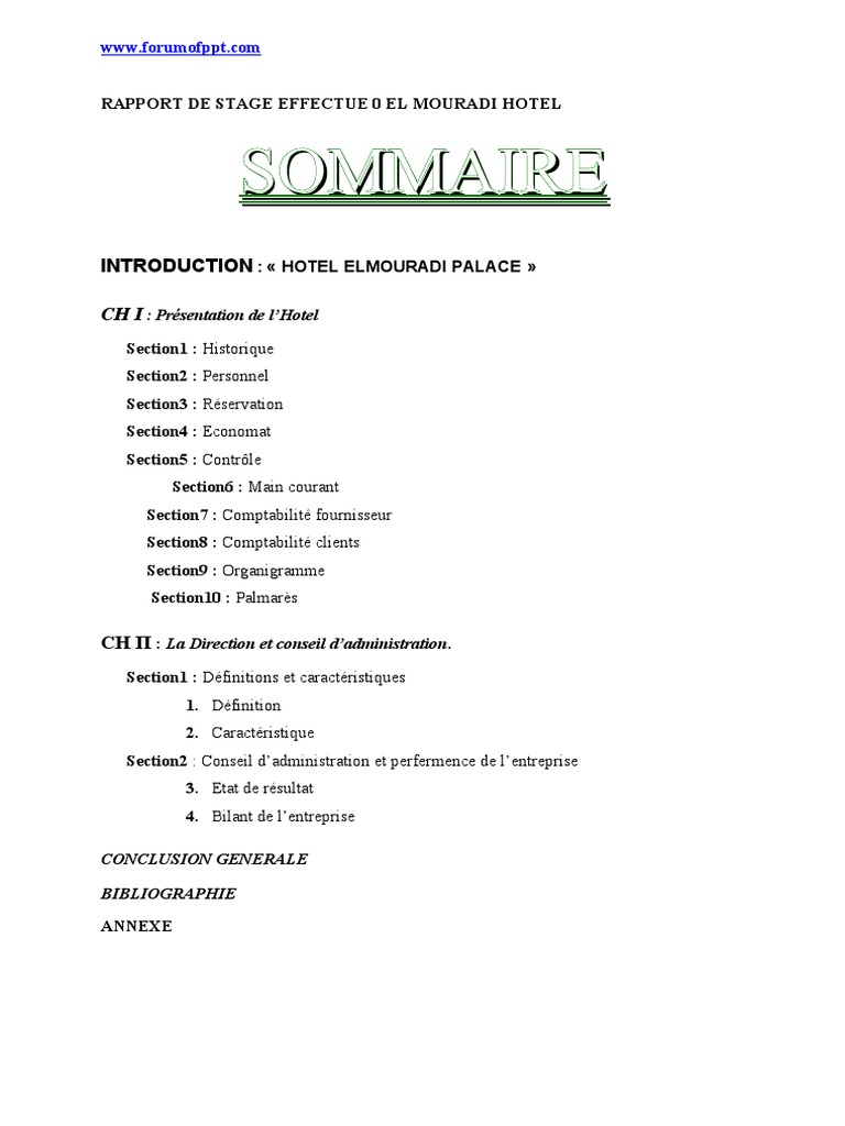 Rapport de stage Hôtel El Mouradi Palace  Facture  Comptabilité