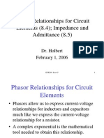 Phasor Relationships For Circuit Elements (8.4) Impedance and Admittance (8.5)