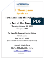 Bill Thompson - Term Limits Speech Flyer