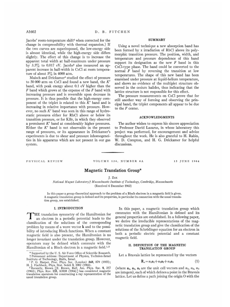 Magnetic Translation Group Defined | PDF | Group (Mathematics ...