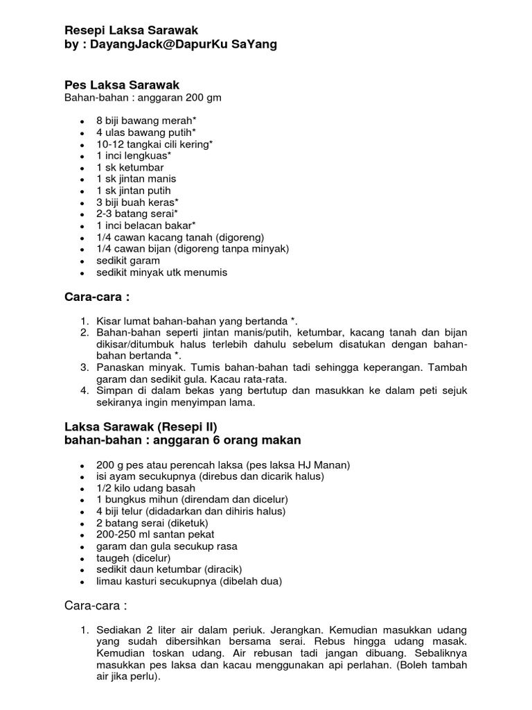 Resepi Laksa Sarawak Pdf
