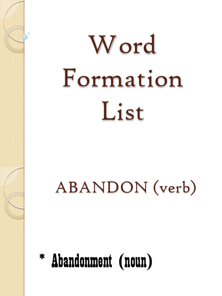 Word formation list 1 pdf verb adjective