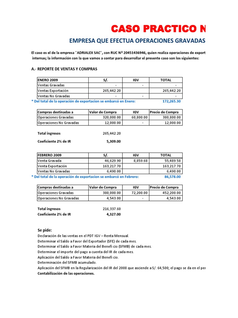 Caso Practico Saldo A Favor Del Exportador | PDF | Exportaciones ...