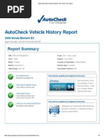 Autocheck Vehicle History Report