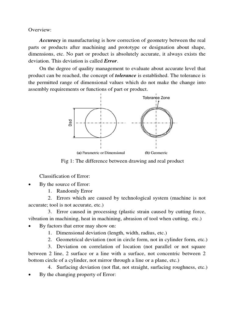 Understanding Manufacturing Errors and Tolerance | PDF