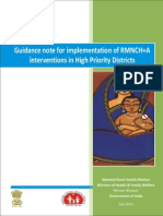 Guidance Note For Implementation of RMNCH+A Interventions in High Priority Districts
