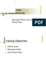 Basics of Lean For Manufacturing: Standard Work and One Piece Flow