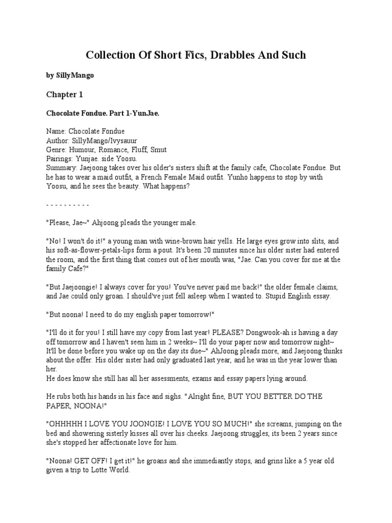 Collection of Short Fics, Drabbles and Such: by Sillymango | PDF | Foods
