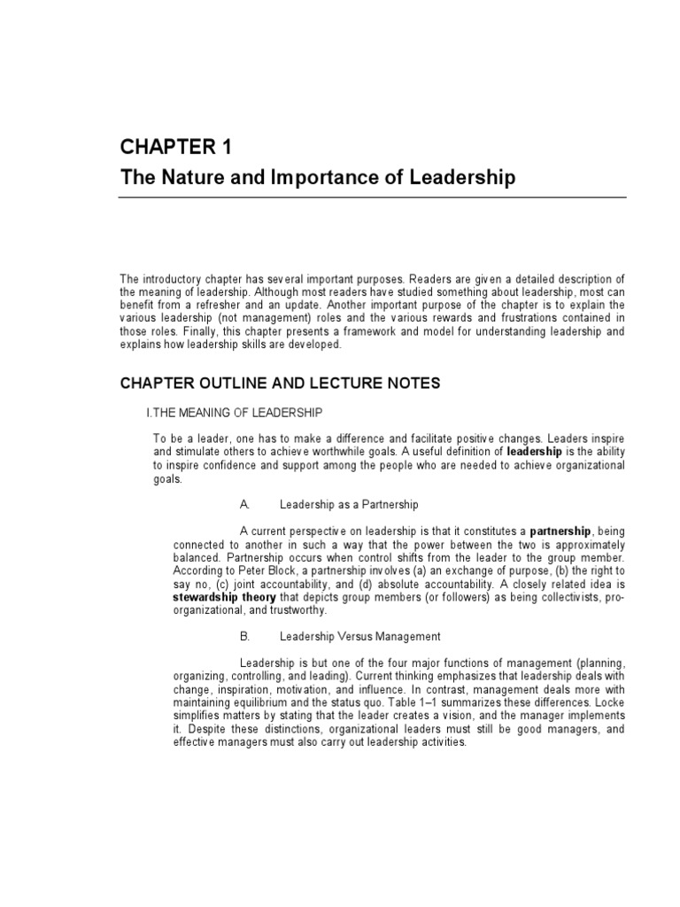 The Nature and Importance of Leadership | PDF | Charisma | Leadership