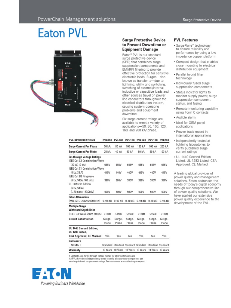 Tvss Eaton Final PDF Electric Power Transmission Electrical Equipment