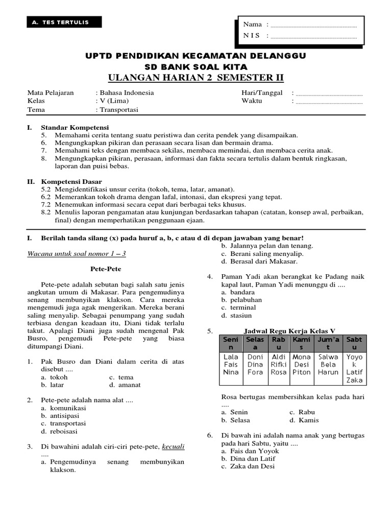 Uh2 B Indonesia Kelas V