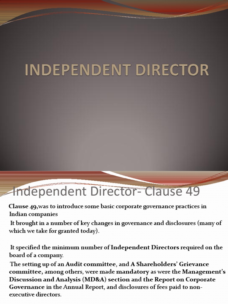 Independent director Board Of Directors Corporate Governance