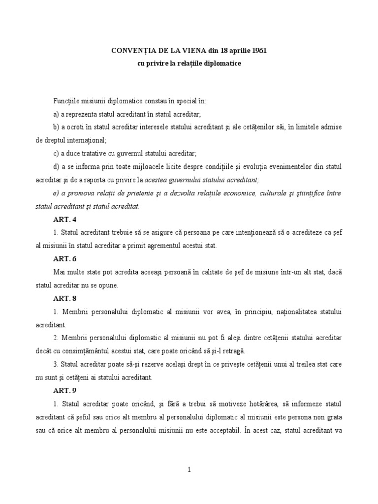 ConvenÅ£ia De La Viena Din 18 Aprilie 1961